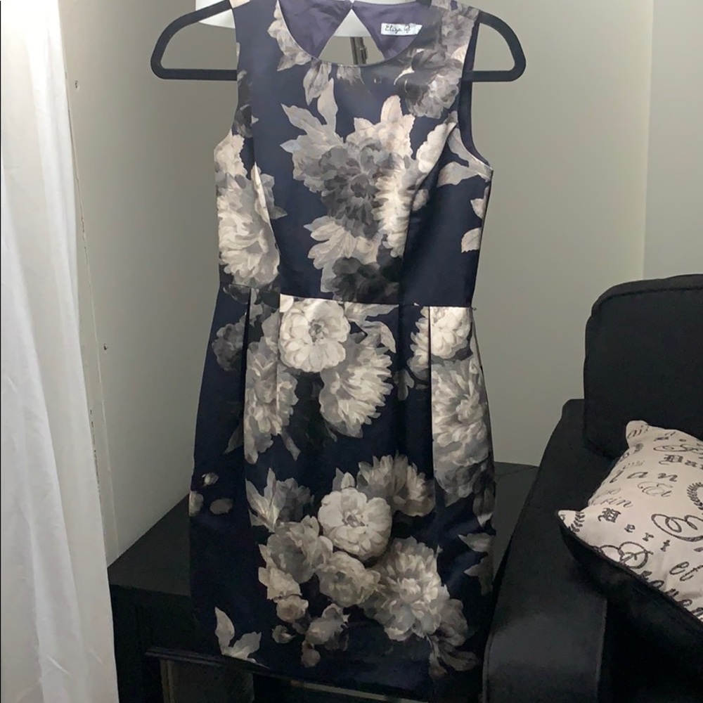 Eliza J dress in fall/winter colors modern floral